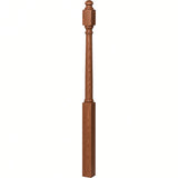 4042B 3" x 54" Sarting Mushroom Top or Ball Top Colonial Newel Post, Red Oak