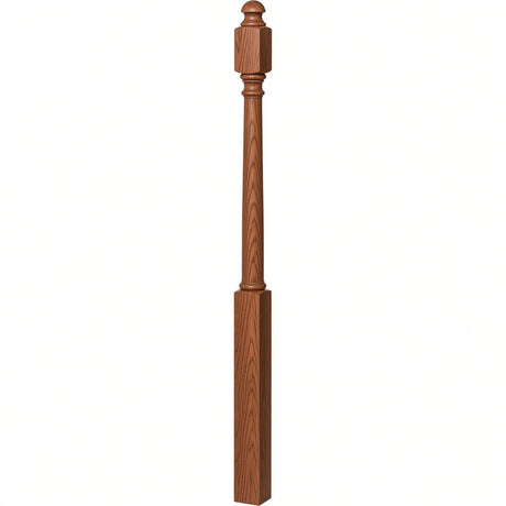 4042B 3" x 54" Sarting Mushroom Top or Ball Top Colonial Newel Post, Red Oak
