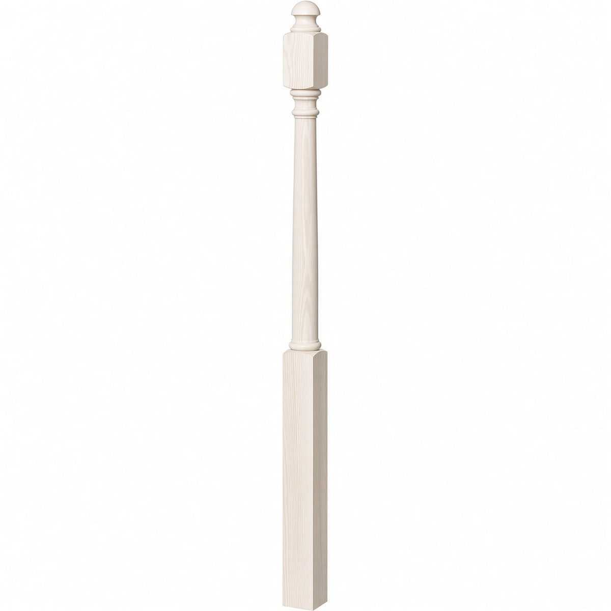 4042B 3" x 54" Sarting Mushroom Top or Ball Top Colonial Newel Post, Soft Maple