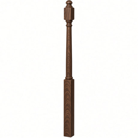 4042B 3" x 54" Sarting Mushroom Top or Ball Top Colonial Newel Post, Walnut