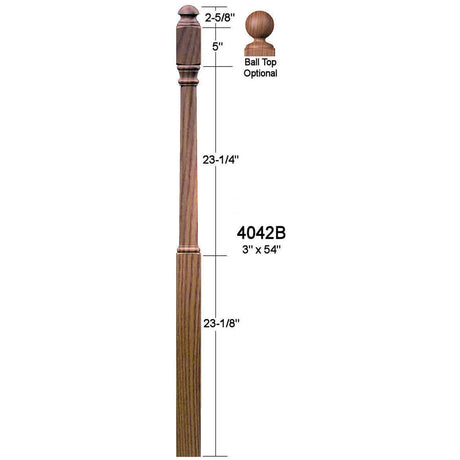 4042B Colonial Starting Newel Post Dimensional Information