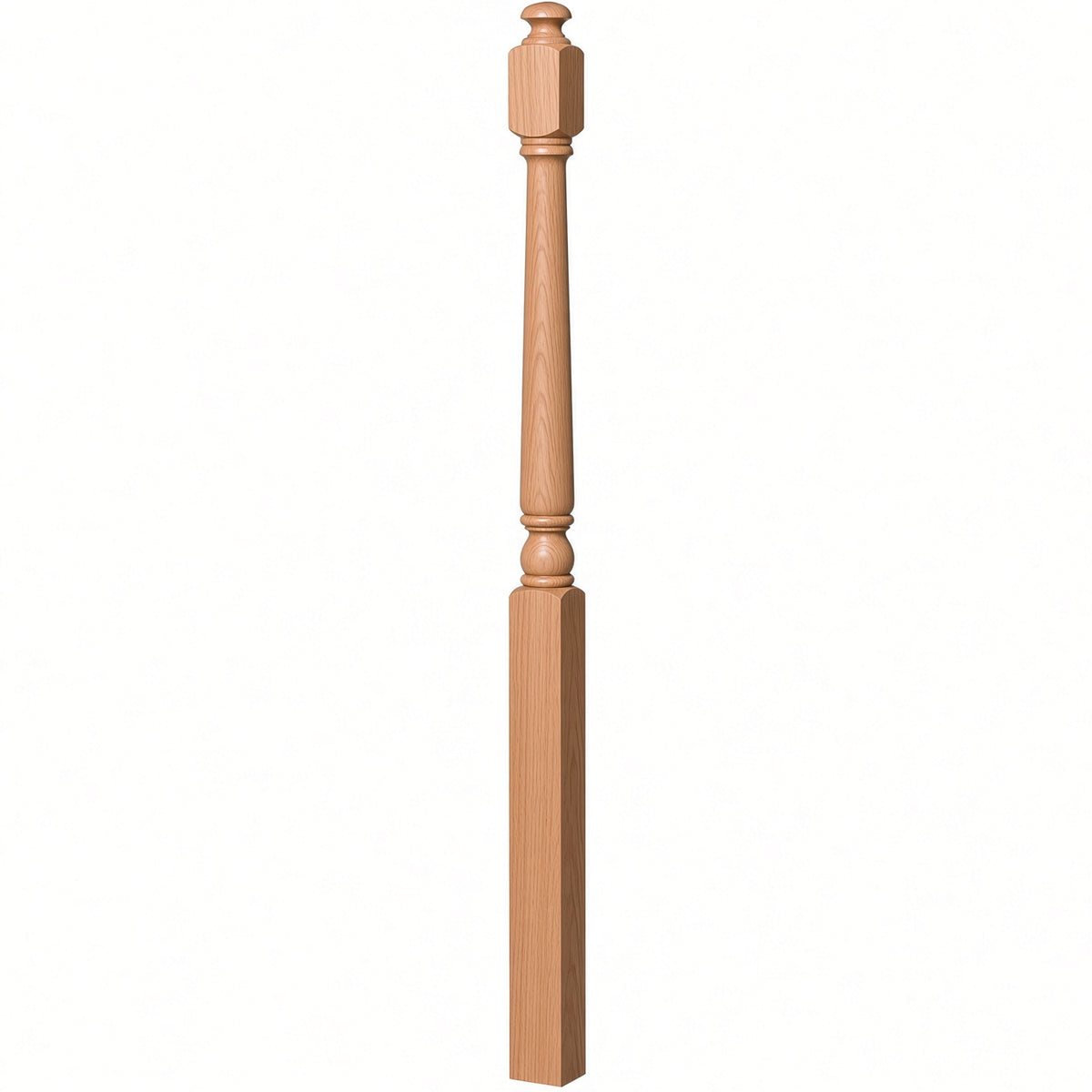 4043A 3" x 60" Starting Colonial Newel Post with mushroom top (option for ball top), Alder