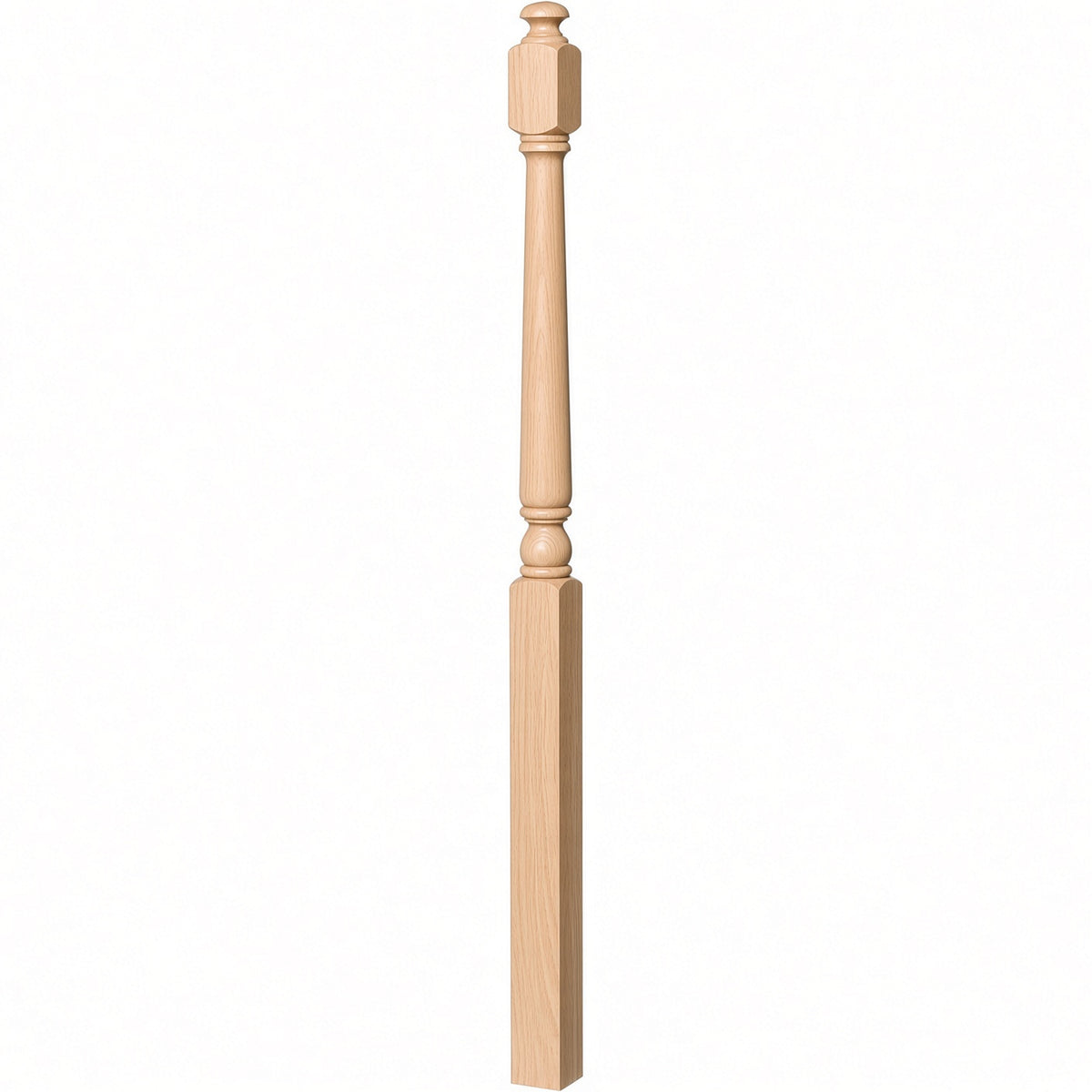 4043A 3" x 60" Starting Colonial Newel Post with mushroom top (option for ball top), Beech