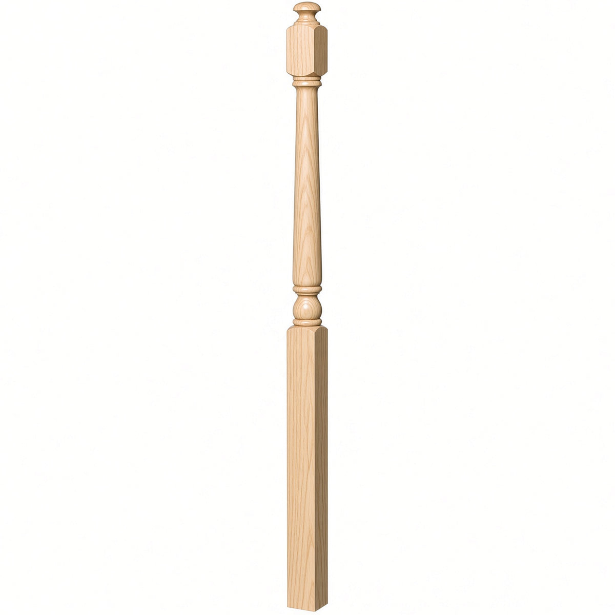 4043A 3" x 60" Starting Colonial Newel Post with mushroom top (option for ball top), Birch