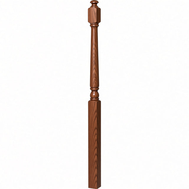 4043A 3" x 60" Starting Colonial Newel Post with mushroom top (option for ball top), Mahogany