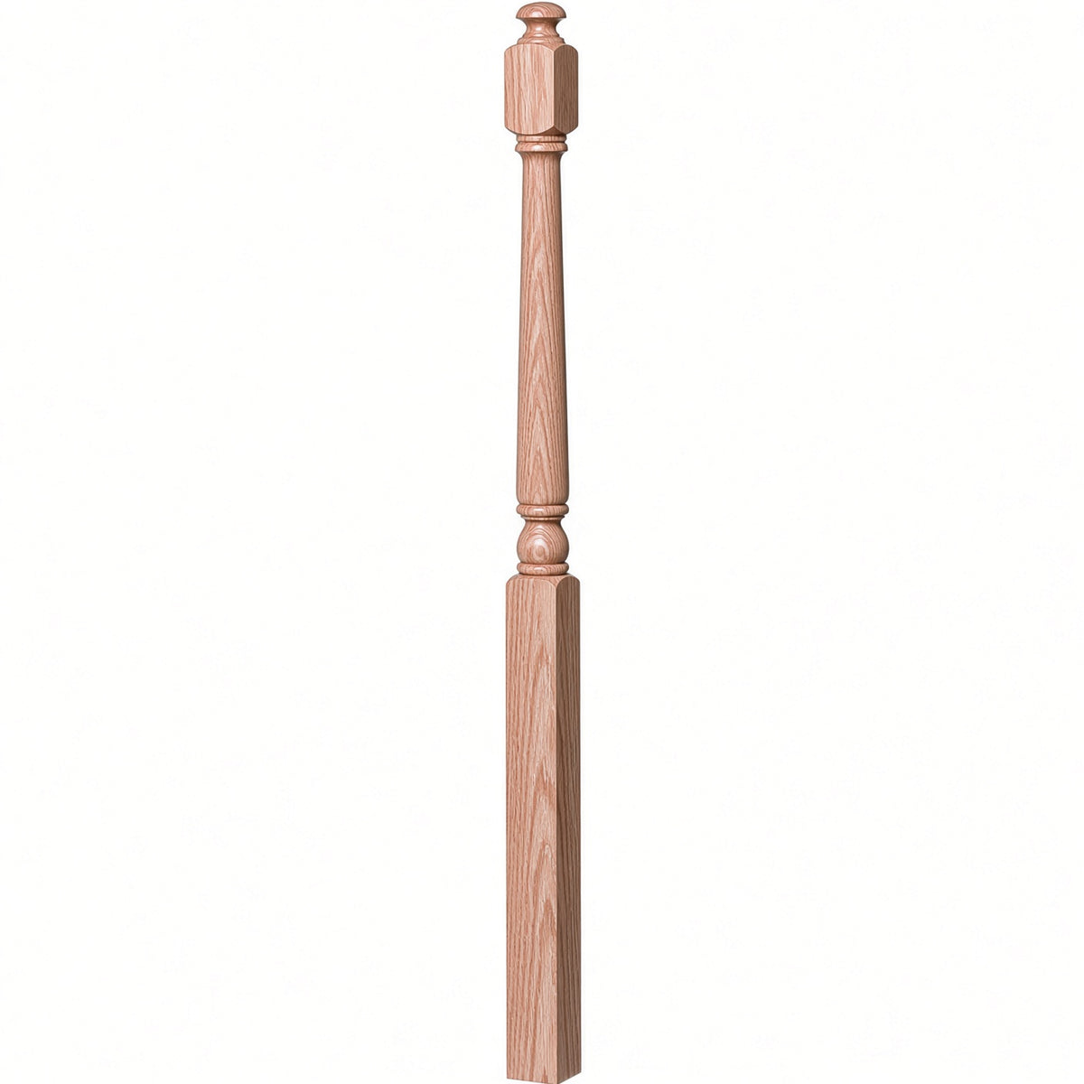 4043A 3" x 60" Starting Colonial Newel Post with mushroom top (option for ball top), Red Oak