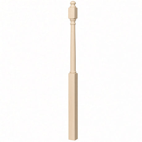 4043B 3" x 60" Mushroom Top or Ball Top Colonial Starting Newel Post, Birch