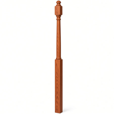 4043B 3" x 60" Mushroom Top or Ball Top Colonial Starting Newel Post, Brazilian Cherry