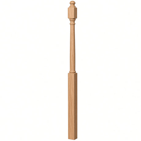 4043B 3" x 60" Mushroom Top or Ball Top Colonial Starting Newel Post, Red Oak