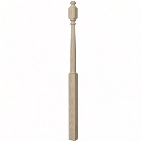 4043B 3" x 60" Mushroom Top or Ball Top Colonial Starting Newel Post, White Oak