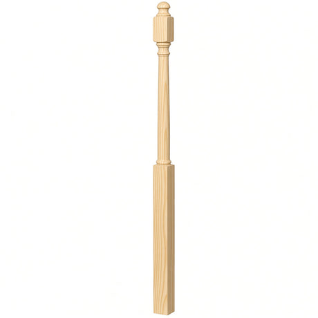4043B 3" x 60" Mushroom Top or Ball Top Colonial Starting Newel Post, Yellow Pine