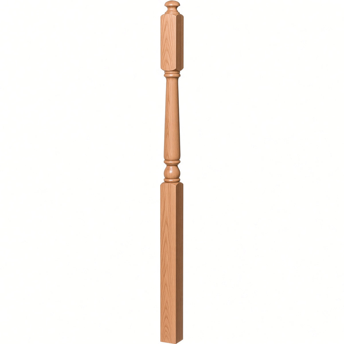 4045A 3" x 60" Second Floor or Landing Colonial Newel Post with 10" Face, Alder