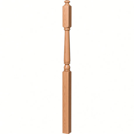 4045A 3" x 60" Second Floor or Landing Colonial Newel Post with 10" Face, Alder