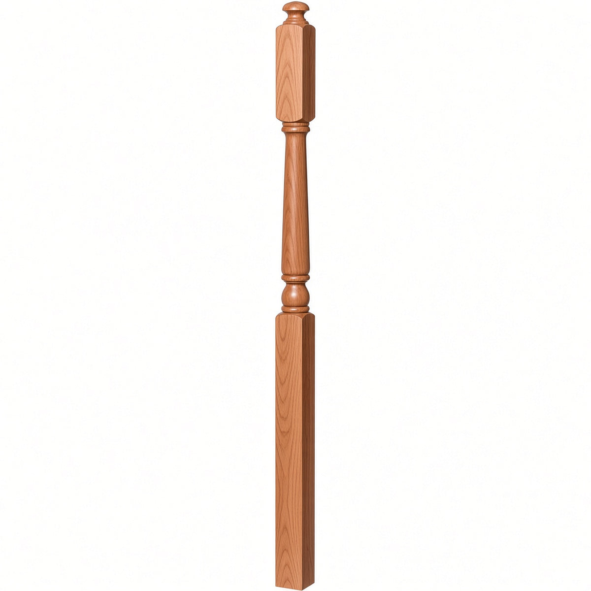 4045A 3" x 60" Second Floor or Landing Colonial Newel Post with 10" Face, American Cherry