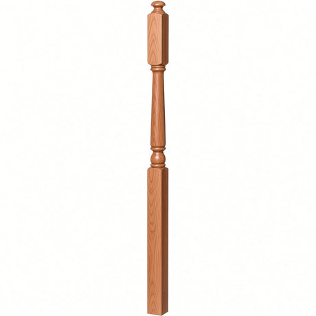 4045A 3" x 60" Second Floor or Landing Colonial Newel Post with 10" Face, American Cherry