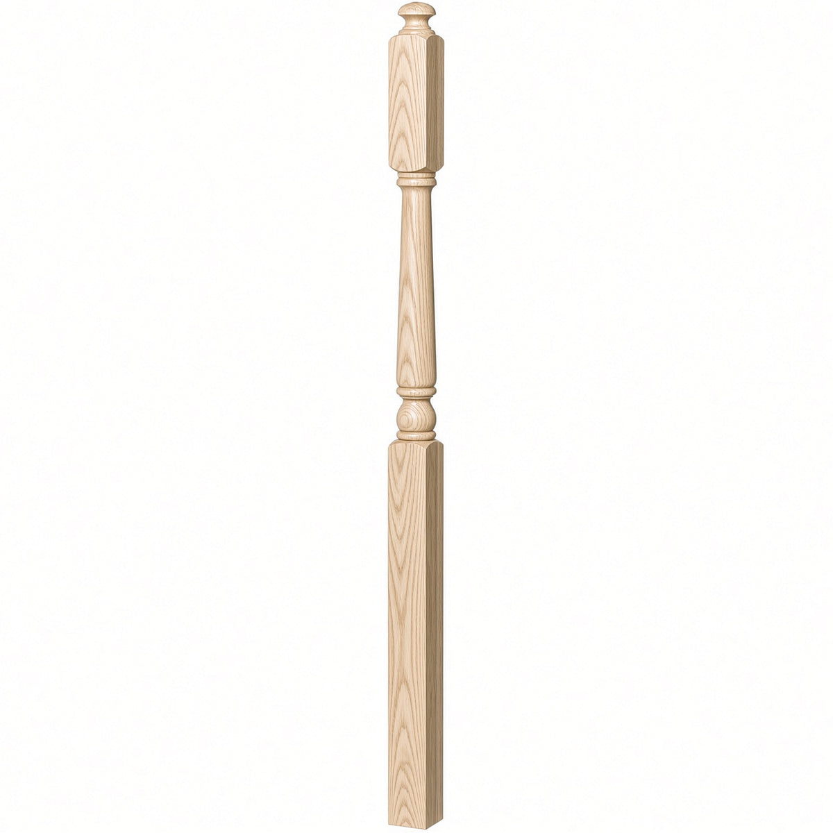 4045A 3" x 60" Second Floor or Landing Colonial Newel Post with 10" Face, Ash