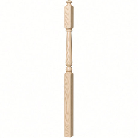 4045A 3" x 60" Second Floor or Landing Colonial Newel Post with 10" Face, Ash