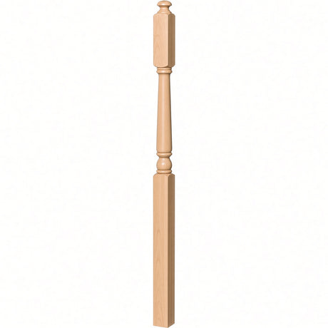 4045A 3" x 60" Second Floor or Landing Colonial Newel Post with 10" Face, Beech