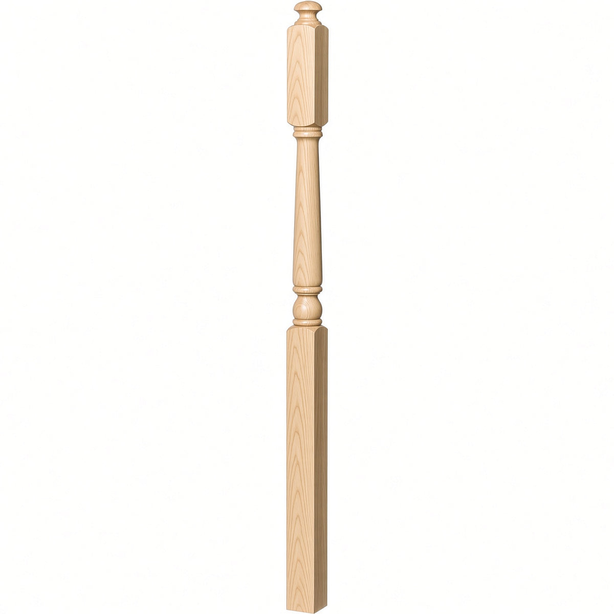 4045A 3" x 60" Second Floor or Landing Colonial Newel Post with 10" Face, Birch