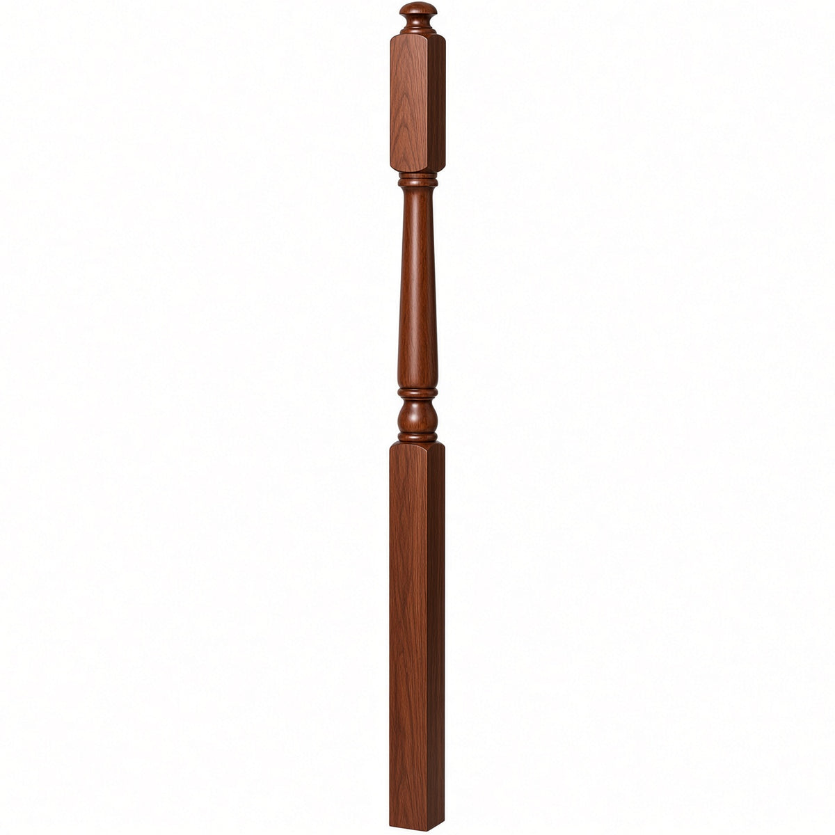 4045A 3" x 60" Second Floor or Landing Colonial Newel Post with 10" Face, Brazilian Cherry