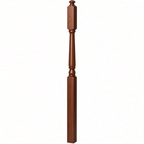 4045A 3" x 60" Second Floor or Landing Colonial Newel Post with 10" Face, Brazilian Cherry