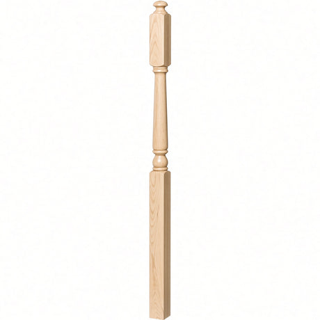 4045A 3" x 60" Second Floor or Landing Colonial Newel Post with 10" Face, Hard Maple