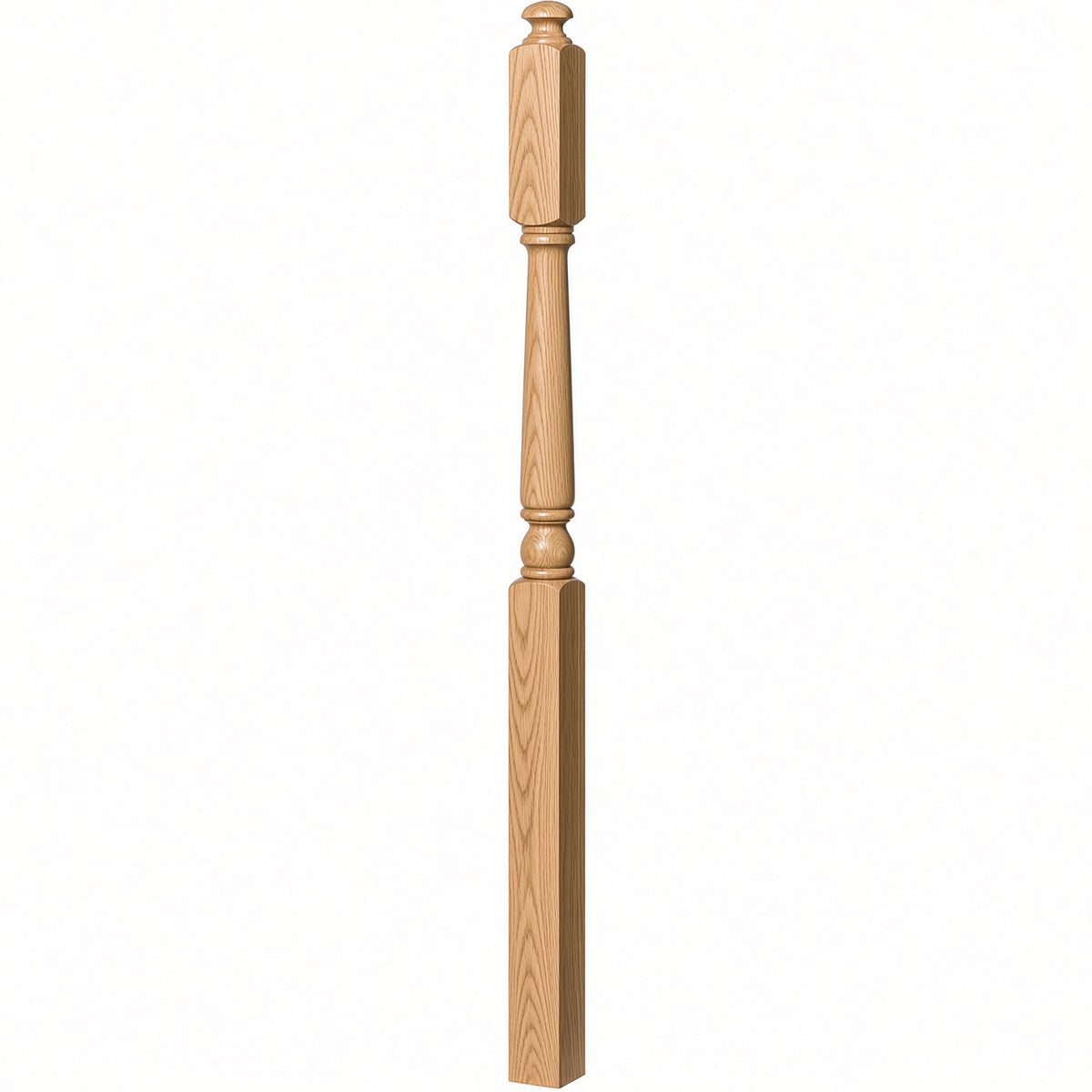 4045A 3" x 60" Second Floor or Landing Colonial Newel Post with 10" Face, Hickory