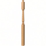 4045A 3" x 60" Second Floor or Landing Colonial Newel Post with 10" Face, Hickory