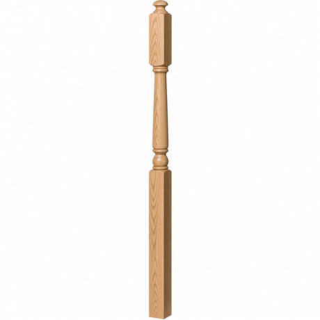 4045A 3" x 60" Second Floor or Landing Colonial Newel Post with 10" Face, Hickory