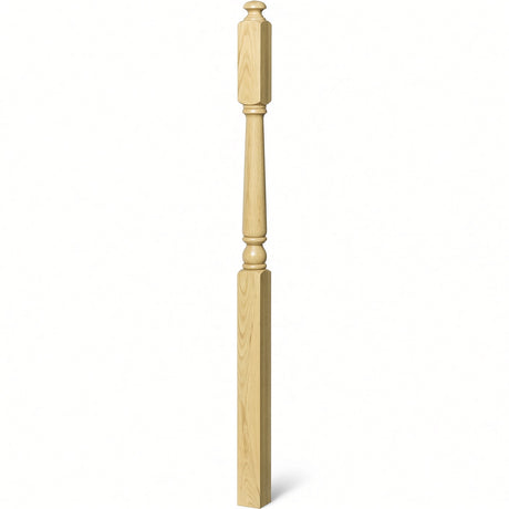 4045A 3" x 60" Second Floor or Landing Colonial Newel Post with 10" Face, Poplar