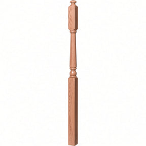 4045A 3" x 60" Second Floor or Landing Colonial Newel Post with 10" Face, Red Oak