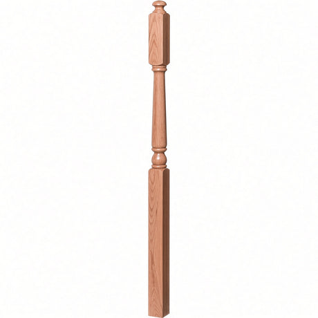 4045A 3" x 60" Second Floor or Landing Colonial Newel Post with 10" Face, Red Oak