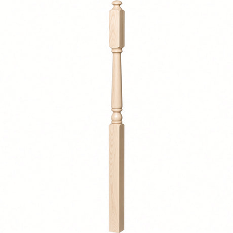 4045A 3" x 60" Second Floor or Landing Colonial Newel Post with 10" Face, Soft Maple