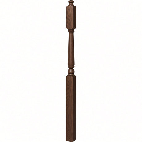 4045A 3" x 60" Second Floor or Landing Colonial Newel Post with 10" Face, Walnut