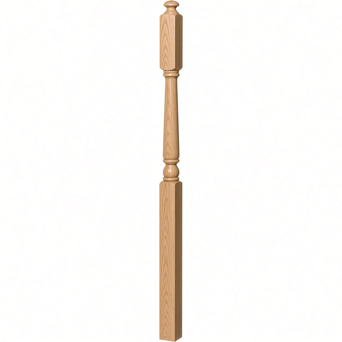 4045A 3" x 60" Second Floor or Landing Colonial Newel Post with 10" Face, White Oak