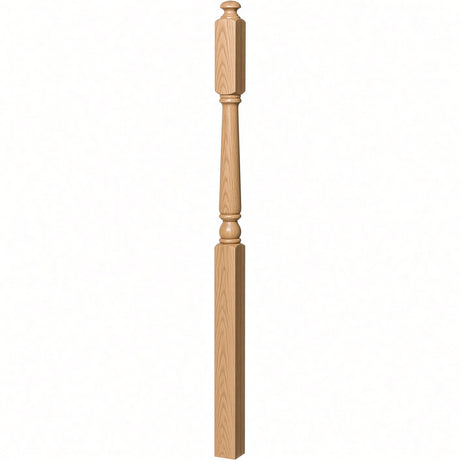 4045A 3" x 60" Second Floor or Landing Colonial Newel Post with 10" Face, White Oak