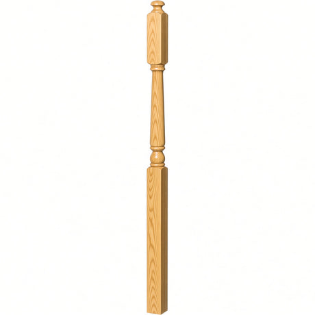 4045A 3" x 60" Second Floor or Landing Colonial Newel Post with 10" Face, Yellow Pine