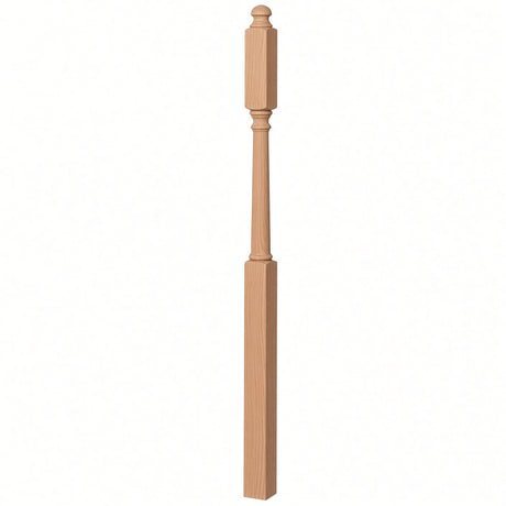 4045B 3" x 60" Mushroom Top or Ball Top Colonial Second Floor / Landing Newel Post with 10" Face, Alder