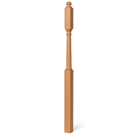 4045B 3" x 60" Mushroom Top or Ball Top Colonial Second Floor / Landing Newel Post with 10" Face, American Cherry