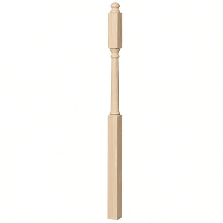 4045B 3" x 60" Mushroom Top or Ball Top Colonial Second Floor / Landing Newel Post with 10" Face, Ash