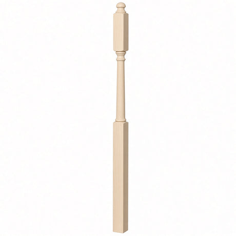 4045B 3" x 60" Mushroom Top or Ball Top Colonial Second Floor / Landing Newel Post with 10" Face, Birch