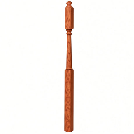 4045B 3" x 60" Mushroom Top or Ball Top Colonial Second Floor / Landing Newel Post with 10" Face, Brazilian Cherry