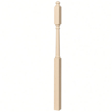 4045B 3" x 60" Mushroom Top or Ball Top Colonial Second Floor / Landing Newel Post with 10" Face, Hard Maple