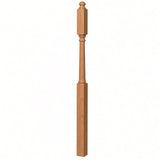 4045B 3" x 60" Mushroom Top or Ball Top Colonial Second Floor / Landing Newel Post with 10" Face, Red Oak