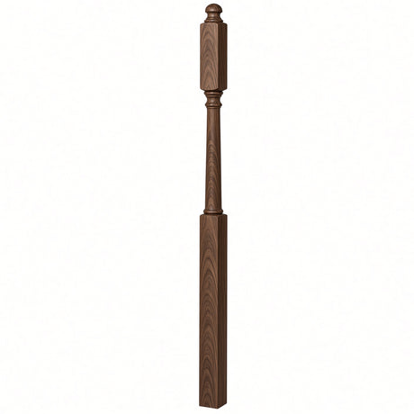 4045B 3" x 60" Mushroom Top or Ball Top Colonial Second Floor / Landing Newel Post with 10" Face, Walnut