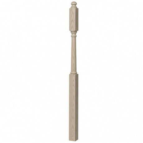 4045B 3" x 60" Mushroom Top or Ball Top Colonial Second Floor / Landing Newel Post with 10" Face, White Oak