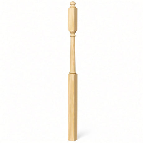 4045B 3" x 60" Mushroom Top or Ball Top Colonial Second Floor / Landing Newel Post with 10" Face, Yellow Pine