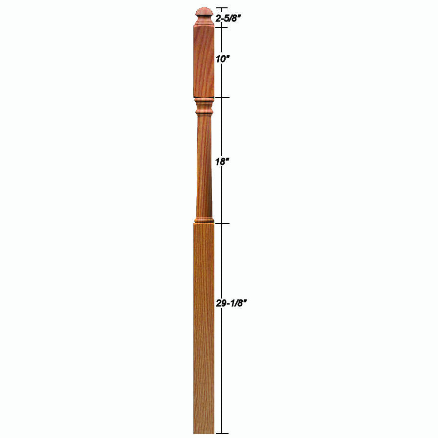 4045B Colonial Second Floor Newel Post Dimensional Information