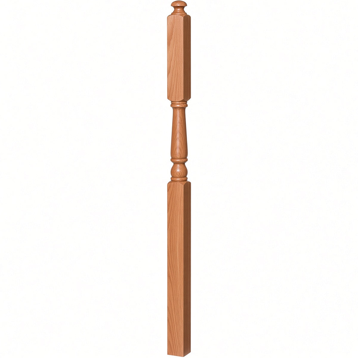 4046A-13 3" x 60" Intermediate Landing Newel Post with 13" Turning, American Cherry