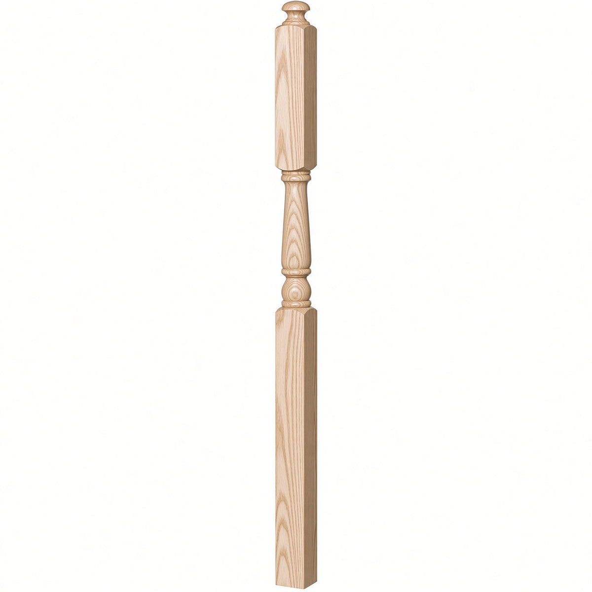 4046A-13 3" x 60" Intermediate Landing Newel Post with 13" Turning, Ash